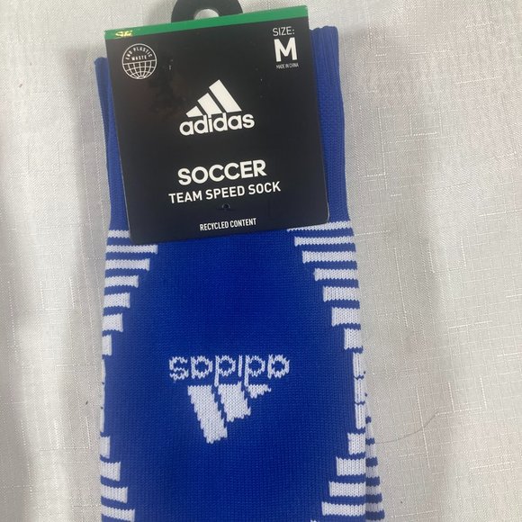 NWT Set 3 Adidas Soccer Team Speed Sock, 2 Pr. White, 1 Pr. Blue,  Sz. M - Picture 6 of 11